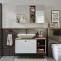 Set Dulap de Baie cu Chiuvetă și Oglindă (2 Piese), Hanah Home, 2480, MDF, Pin Atlantic / Alb