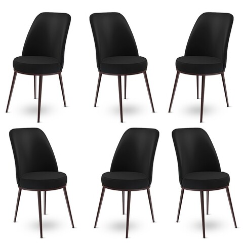 Set de scaune, Charlotte, Dexa, Metal, Negru/Maro