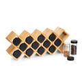 Set 14 recipiente pentru condimente si suport, B2 Bamboo Essentials, Homla, 42x17x9.5 cm, bambus, natur
