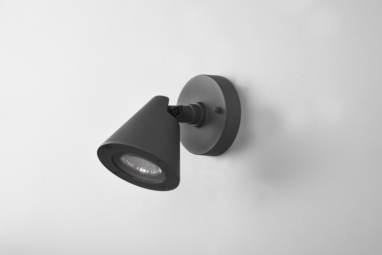 Aplica de perete pentru exterior Kaveri, TRIO, 10x14 cm, 5W, 1x GU10, aluminiu, antracit