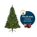 Brad Imperial pine cu decoratiuni, Decoris, 117x180 cm, 260 LED-uri, multicolor