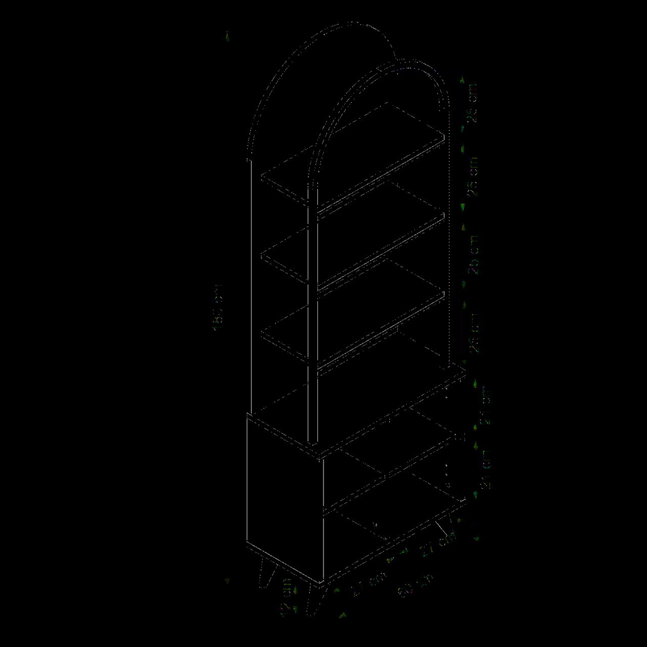 Corp biblioteca, Hanah Home, Olirya, 60x180x25 cm, METAL (Fier vopsit static), Alb/Maro — imaginea 8