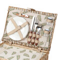 Cos de picnic 2 persoane Lorenzo, Homla, 38x26x18 cm, rachita/inox, natur/verde