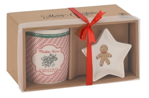 Set cana si bol gingerbread man, 320 ml/12x8.5x9.5 cm, portelan, multicolor