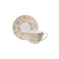 Set 2 cesti cu farfurie pentru ceai, Excalibur, Brandani, D15.5x7.5 cm, 170 ml, portelan New Bone China