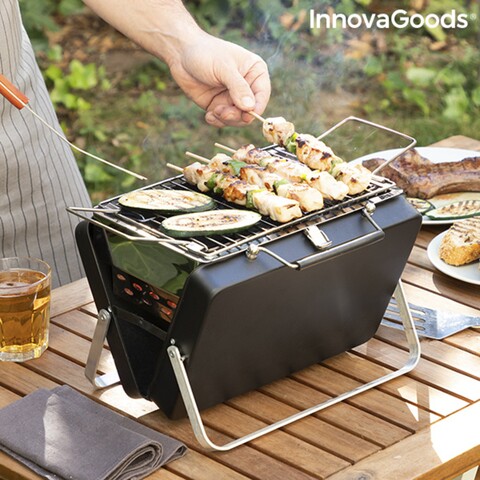 Gratar portabil pliabil pentru utilizare cu carbune handyq, innovagoods, 30 x 22 x 23 cm