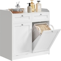 Dulap de baie cu 2 cusuri de rufe integrate, Vasagle, 78.9x40x80 cm, MDF/poliester, alb cloud