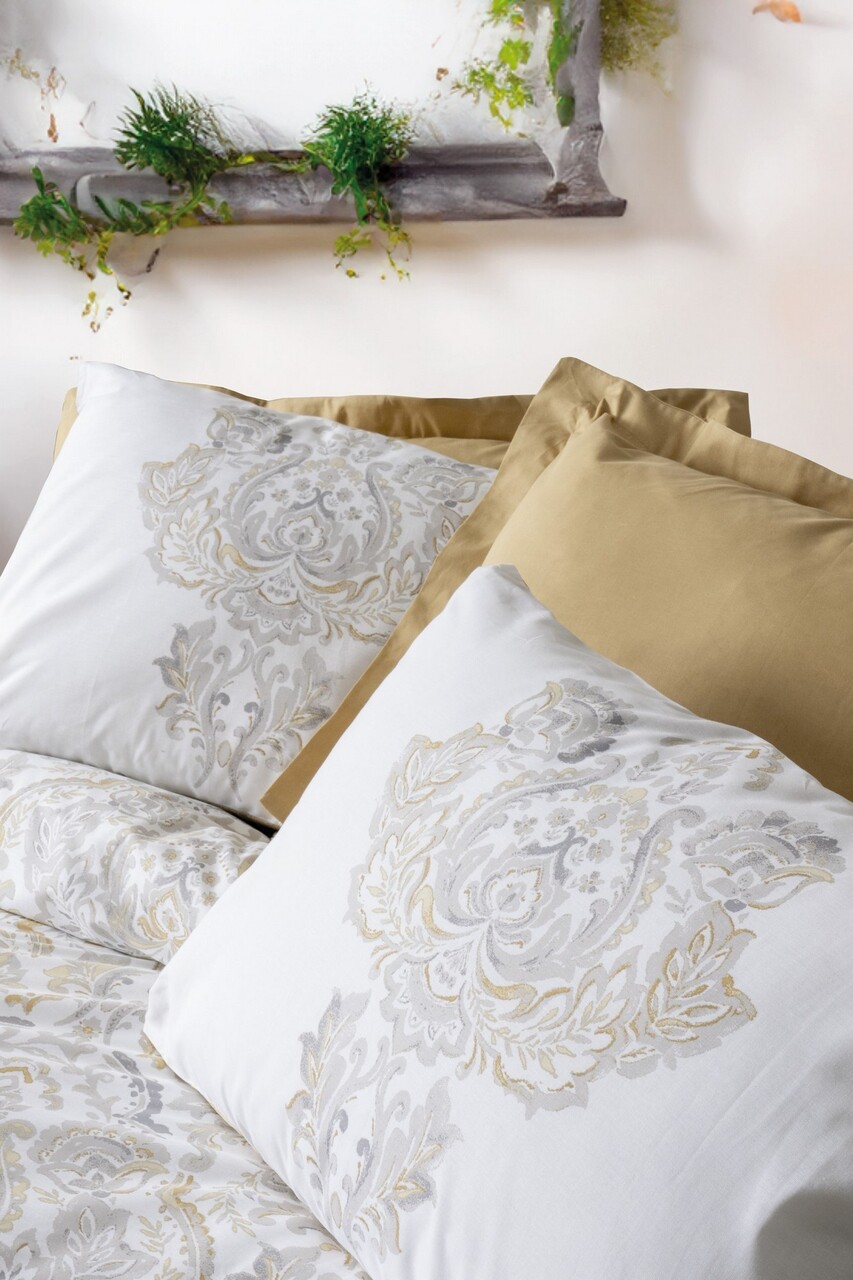 Lenjerie de pat pentru o persoana, Najva - Mustard, Cotton Box, Bumbac Ranforce