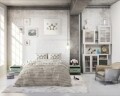 Lenjerie de pat pentru doua persoane Stars and Stars Taupe, Sleeptime,  amestec bumbac
