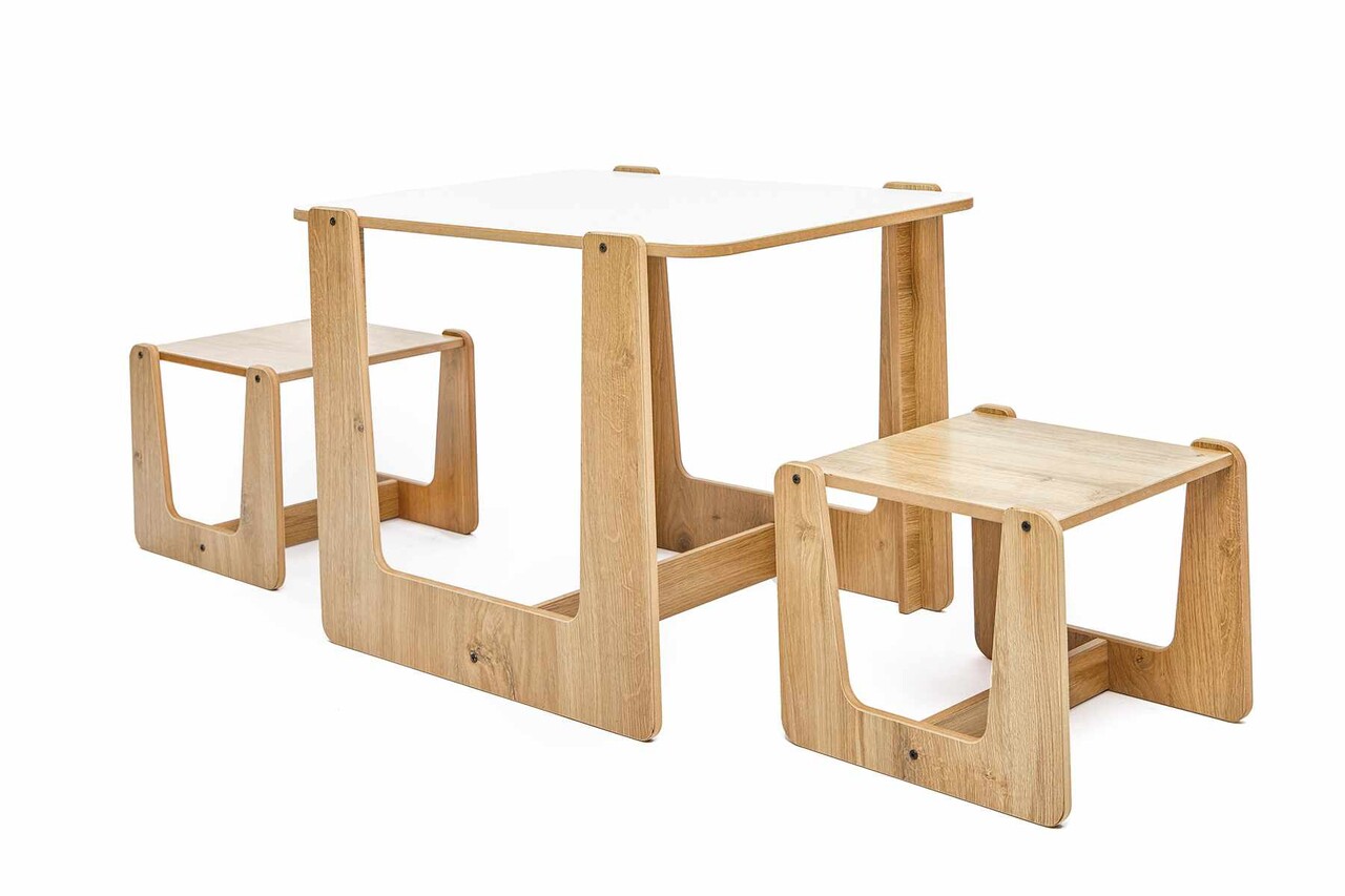 Set masa si scaun pentru copii, Hanah Home, Crane 2 St, Alb / Natural - view 3