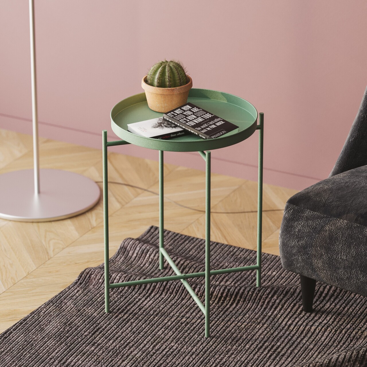 Masuta de cafea, Cerritos, Shb-007-D, 46x56x46 cm, Metal, Verde