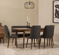 Set masă și scaune extensibile (6 bucăți), Vella, Vina, Nuc / Antracit