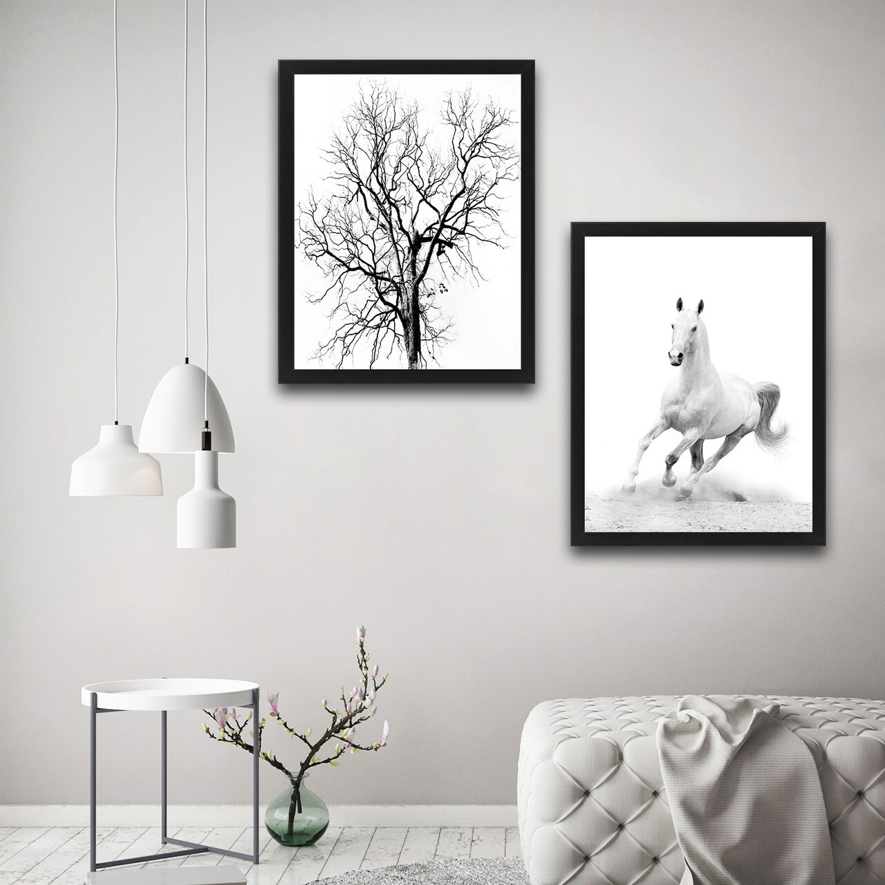 Set 2 tablouri decorative, White Horse Set, PAL, Hartie, Multicolor