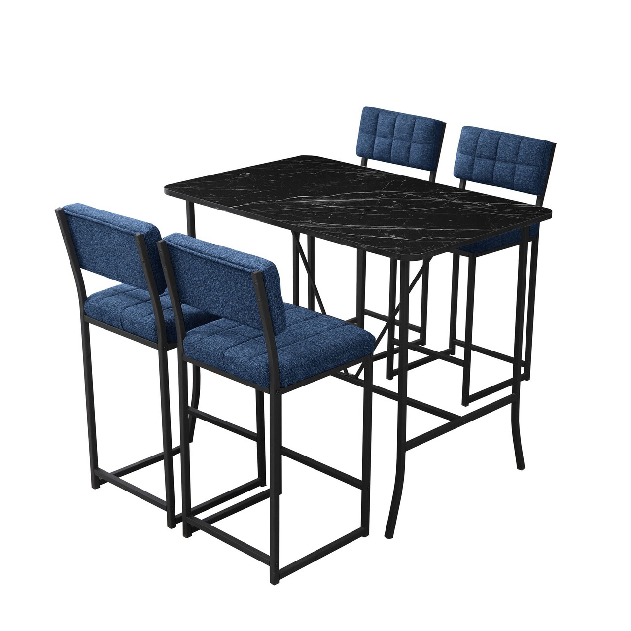 Set masa si 4 scaune de bar, Hanah Home, Retro, Navy Blue / Black - imagine 3