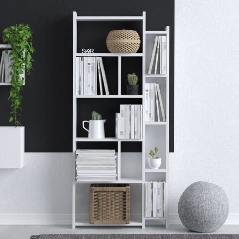 Biblioteca, emerald, nina, 65 x 150 x 15 cm, pal melaminat, alb