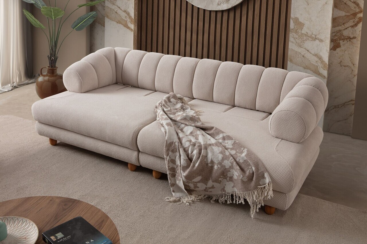 Canapea 3 locuri, Atelier del Sofa, 752EST1156, Lemn de carpen/PAL melaminat, Bej - view 3