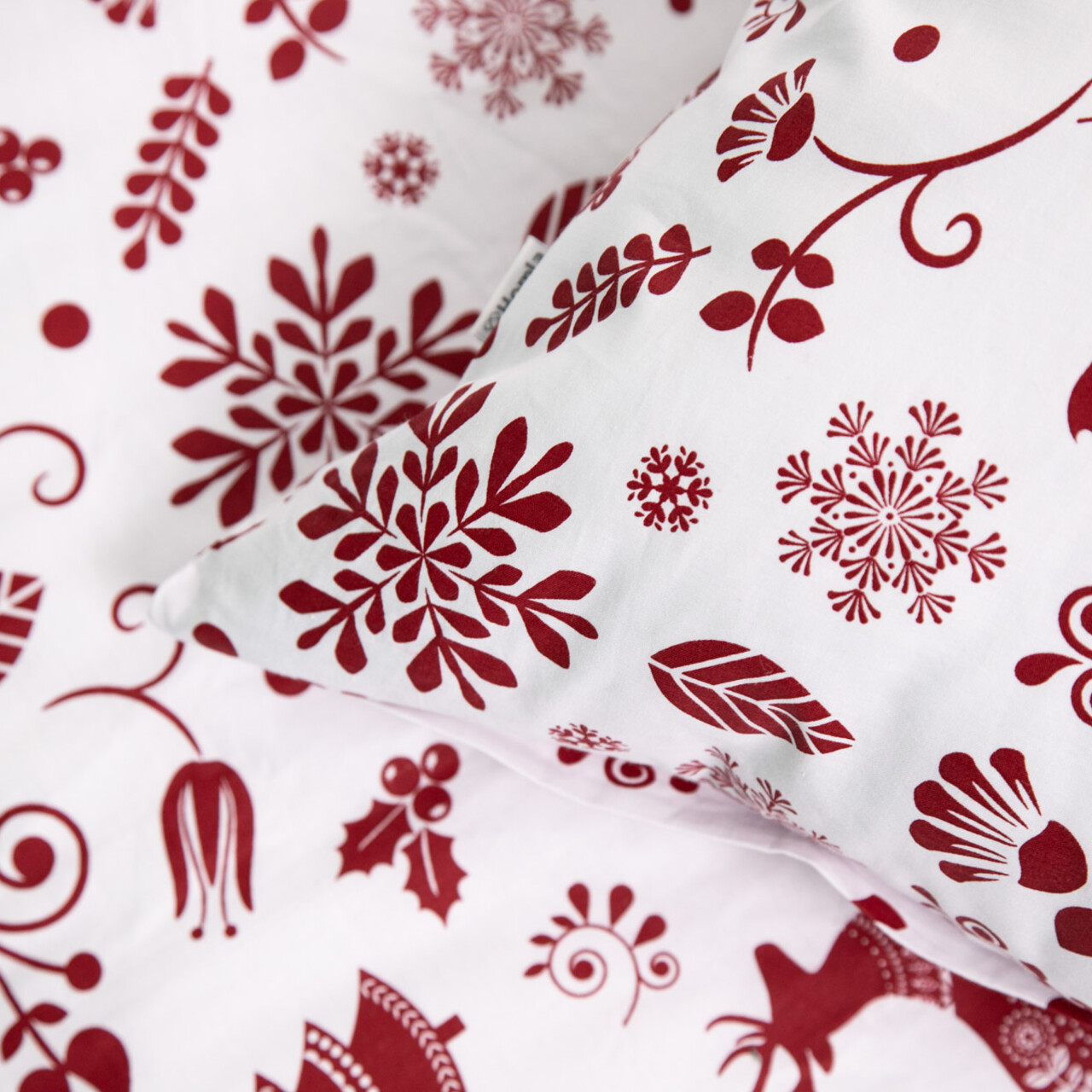 Lenjerie de pat dubla Deany, Homla, 3 piese, 160x200 cm, bumbac, alb/rosu - 2 | YEO