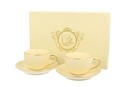 Set 2 cesti espresso cu farfurie Ice Cream, Duo, 120 ml, portelan, crem/auriu