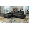Coltar extensibil stanga 4 locuri ELTAP, Ov38, Ottavio, 275x180x85 cm, lemn/poliester, gri inchis/negru