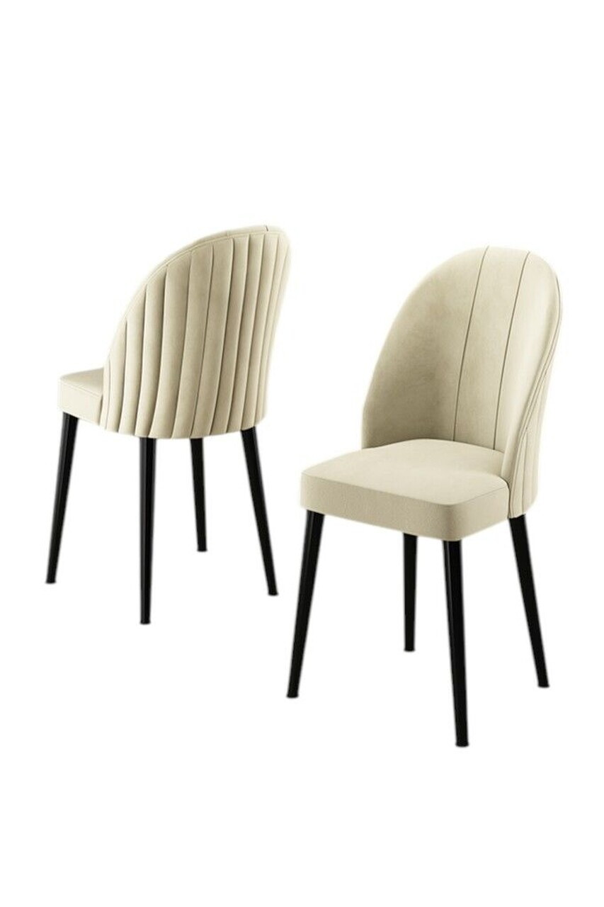 Set scaune 2 piese, Hanah Home, Mara, Crem/Negru — imaginea 2
