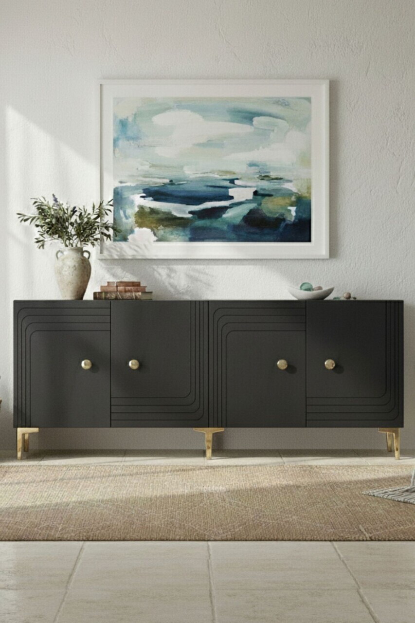 Consola, Hanah Home, Lessi 180, 180x75x32 cm, Antracit — imaginea 4