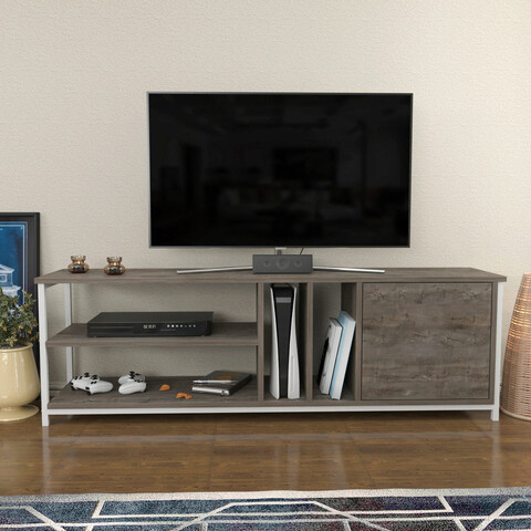 Comoda tv, retricy, oneida, 140x35.3x50.8 cm, pal, alb / gri închis