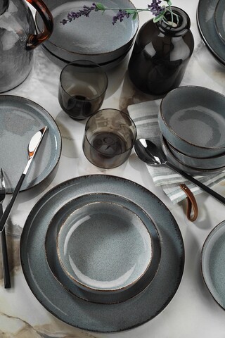 Set de cină (16 bucăți), Kütahya Porselen, 710KTP3409, Portelan, Farfurie desert: 21 cm (4 bucăți), Turcoaz