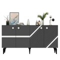 Consola, Olivia, Iris, 150x40x79 cm, PAL , Antracit / Argintiu