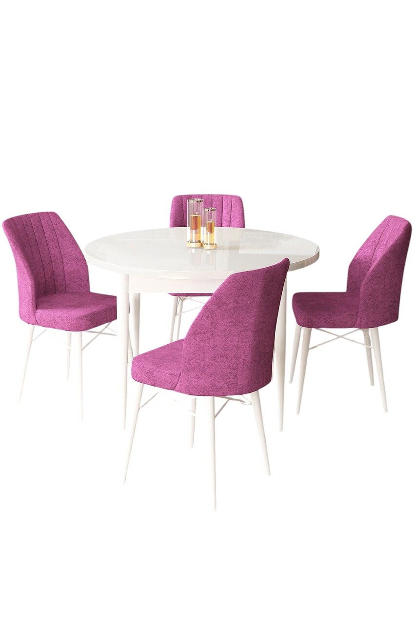 Set masă și scaune (5 bucăți), Hanah Home, Rox, Alb/Mov - view 2