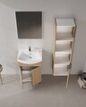 Set Dulap de Baie cu Chiuvetă și Oglindă (2 Piese), Hanah Home, Purus 55, Stejar