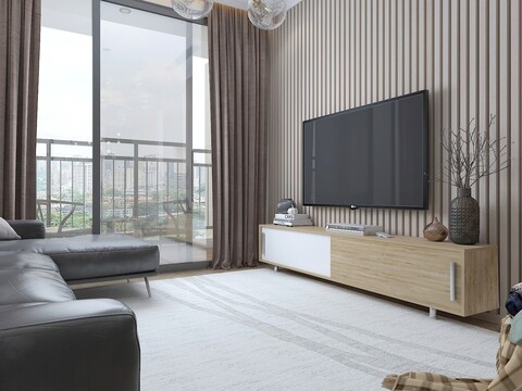 Comoda tv, zena home, nehi, pal, stejar / alb