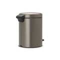 Cos de gunoi cu pedala, Brabantia, NewIcon Platinum, 5 L, 27.2x20.5x29.1 cm, otel, gri inchis