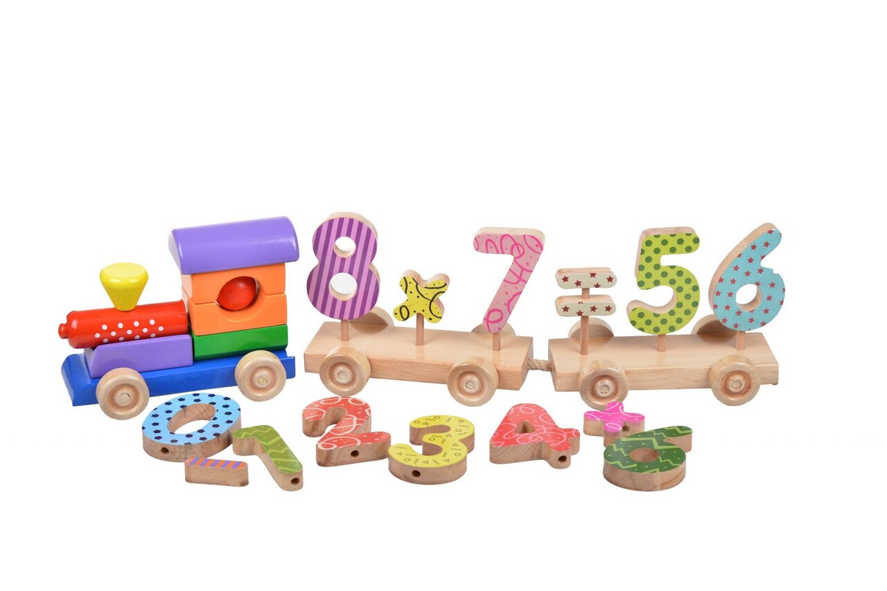 Jucarie pentru landou/carucior, Hanah Home, Math Train, 55x13x6 cm, Multicolor - view 6