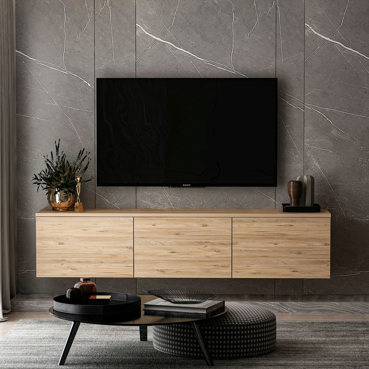 Comoda TV, Inarch, Neon, 160x35x32 cm, Maro - 1 | YEO