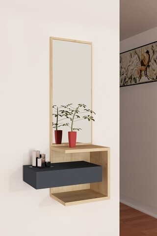 Dulap cu oglinda stella, arnetti, 49.1 x 31.3 x 90 cm, oak/antracit