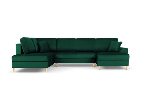 Coltar panoramic extensibil stanga 7 locuri, Moghan, Micadoni Home, GL, 313x194x88 cm, catifea, verde bottle