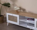 Comoda TV, Wolina, Goose, 55x180x41 cm, Corp: 100% MDF, Alb / Stejar