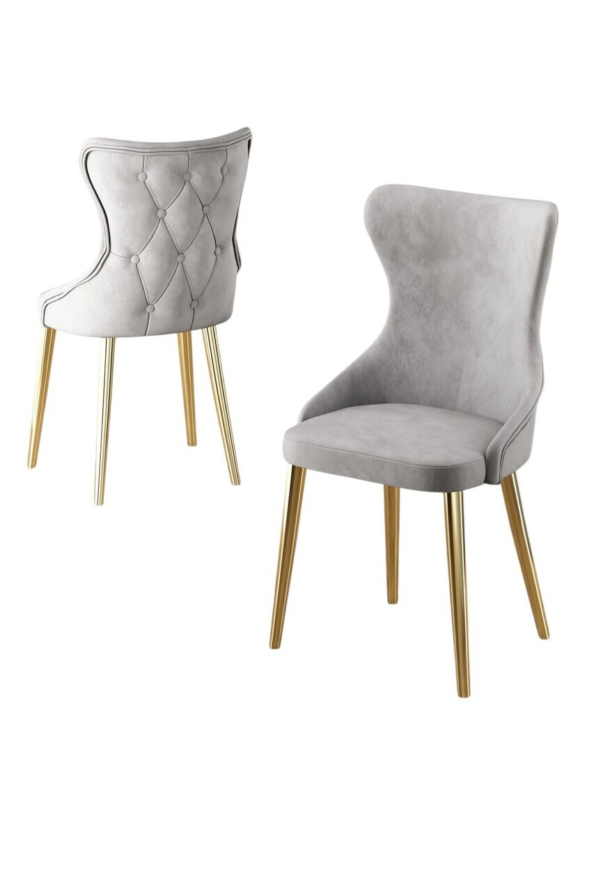 Set scaune 2 piese, Hanah Home, Alpa, Gri / Auriu — imaginea 2