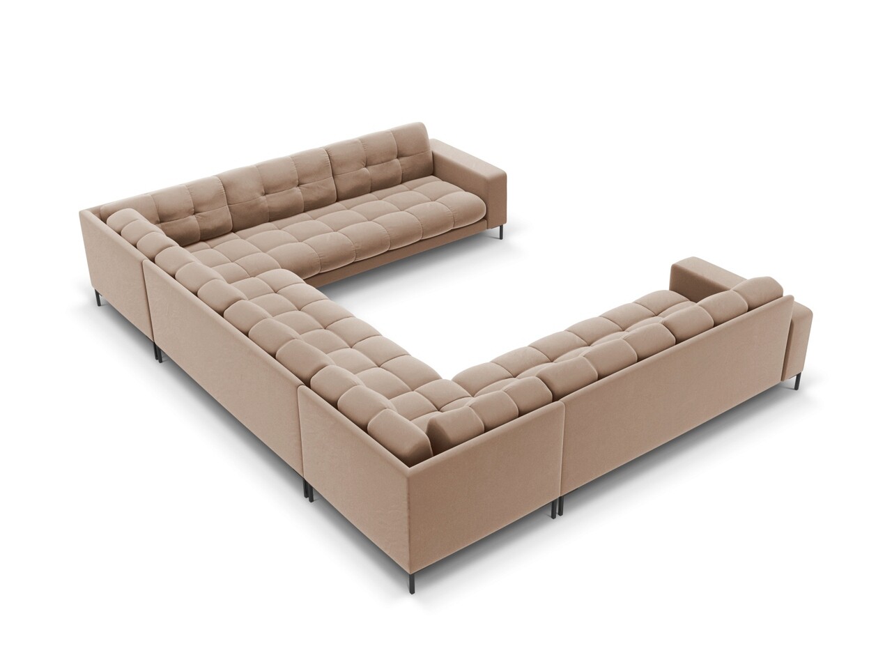 Canapea panoramica 9 locuri, Mamaia, Micadoni Home, BL, 337x256x75 cm, catifea, bej - 2 | YEO