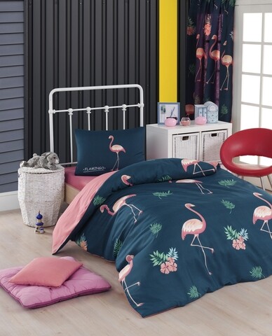 Lenjerie de pat pentru o persoana, Eponj Home, Big Filamin 143EPF21902, 2 piese, amestec bumbac, multicolor