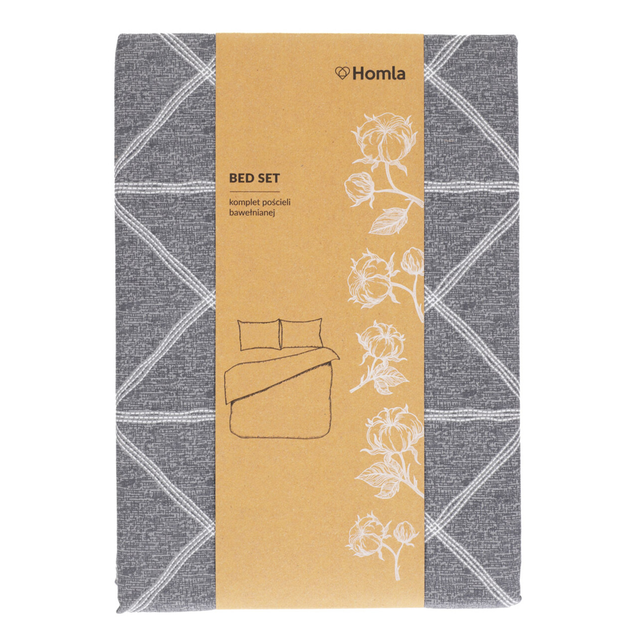 Lenjerie de pat Felix Grey, Homla, 200x220 cm, bumbac, gri/alb