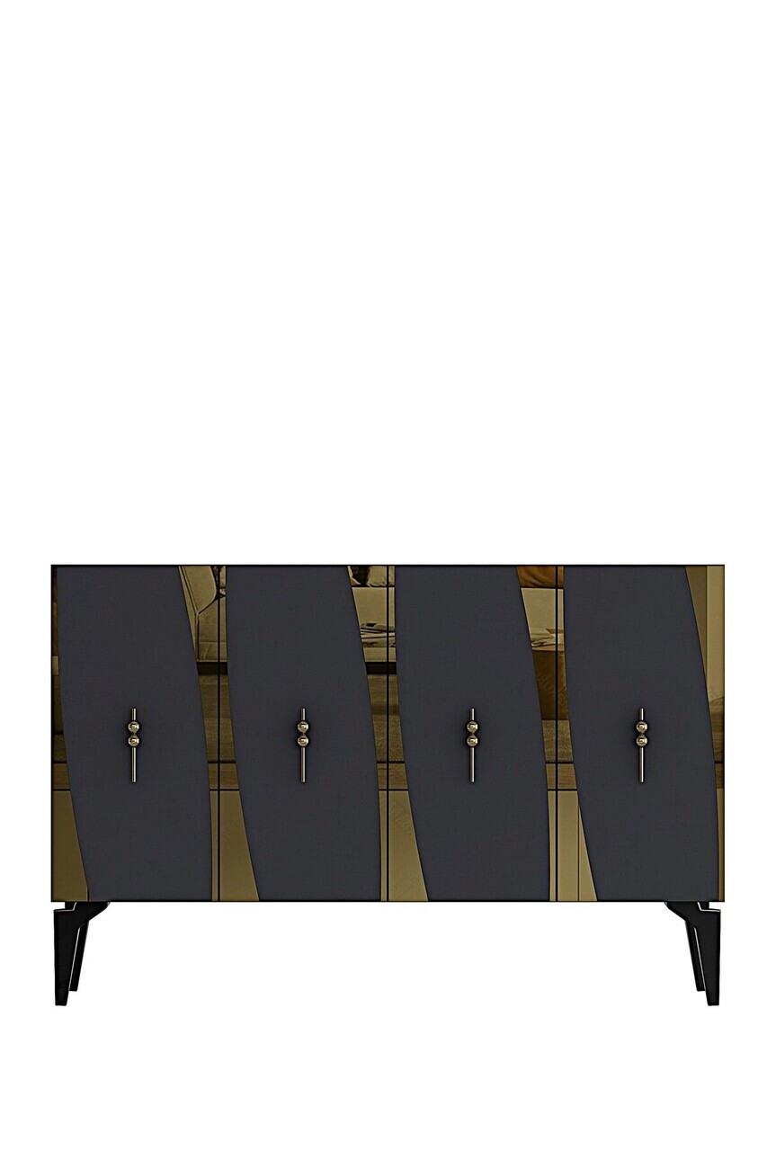 Consola, Hanah Home, Elips 120, 120x75x32 cm, Antracit / Aur — imaginea 5