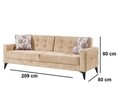 Canapea extensibila Cinar, Pandia Home, 209x80x80 cm, lemn, crem