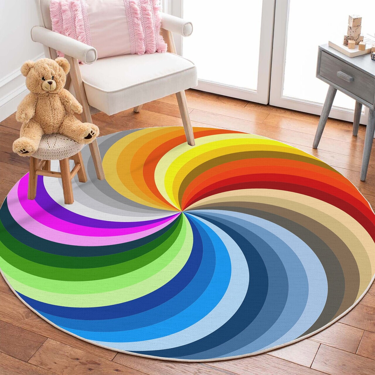 Covor, Woopamuk141, 120x120 cm, Bumbac/Poliester, Multicolor