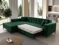 Coltar extensibil stanga 4 locuri ELTAP, Sol-18, Solange, 292x196x84 cm, lemn/poliester, verde inchis