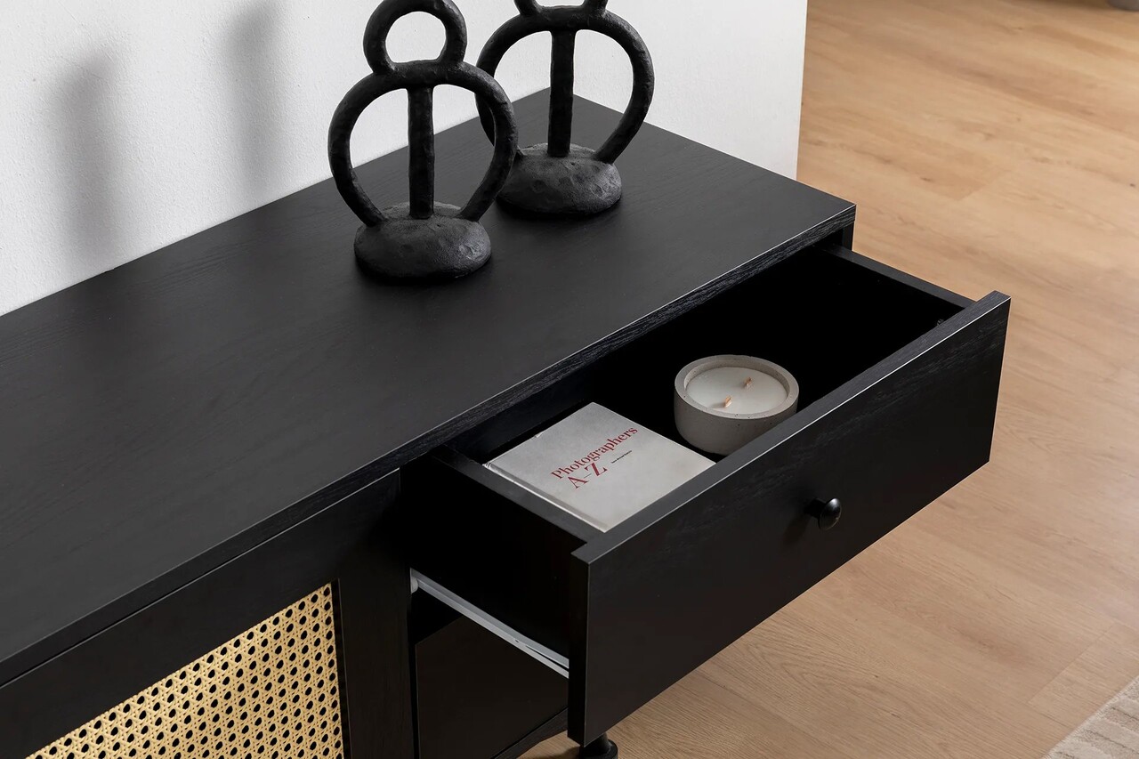 Comoda TV, Hanah Home, Nala 180, 180x55x40 cm, PAL, Negru - view 5