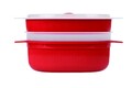 Recipient dublu pentru gatit la aburi in cuptorul cu microunde, Snips Steamer, 4 L, polipropilena, rosu