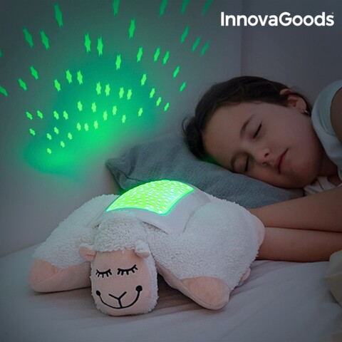 Jucarie de plus oaie cu proiector LED InnovaGoods, 28×26 cm
