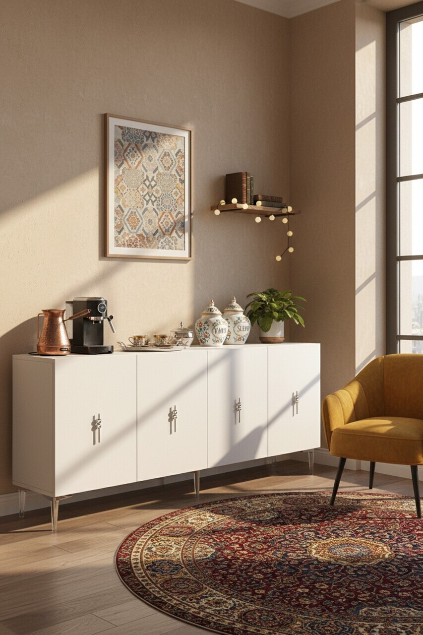 Consola, Hanah Home, Salkım 180, 180x75x32 cm, Alb / Argintiu — imaginea 3
