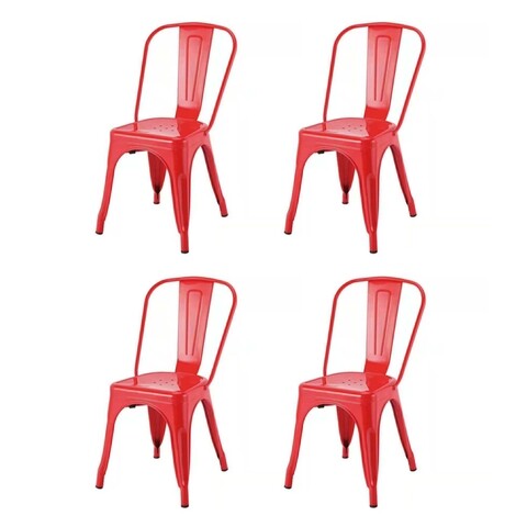 Set 4 scaune Retro, Heinner, metal, rosu